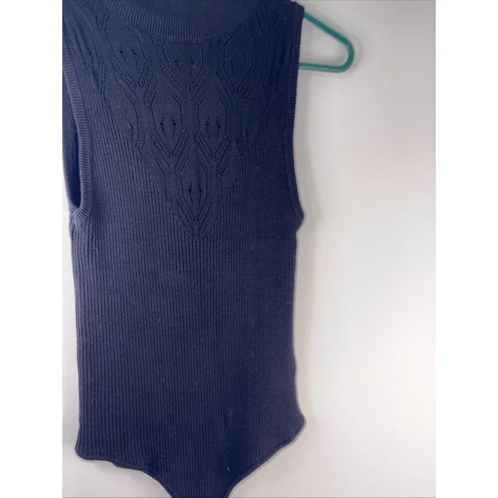 Intimately Free People Women's Sleeveless Mock Neck Bodysuit Size S Black Ribbed